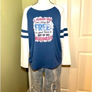 Out My Business Stripe Print Colorblock Crewneck Long Sleeve T-shirt🤣